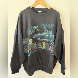 Vtg Rare Signal Shark Wilderness Habitat Crewneck Sweatshirt Both Sides XXL